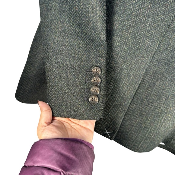 J. Crew Parke Wool Blazer Size 2 Green Herringbone Tweed Classic Preppy Heritage - Picture 8 of 11